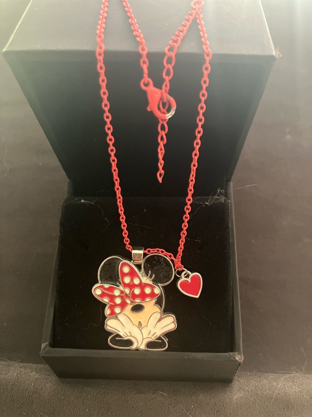 Disney Minnie Mouse Red & Black Polka Dot Pendant Necklace